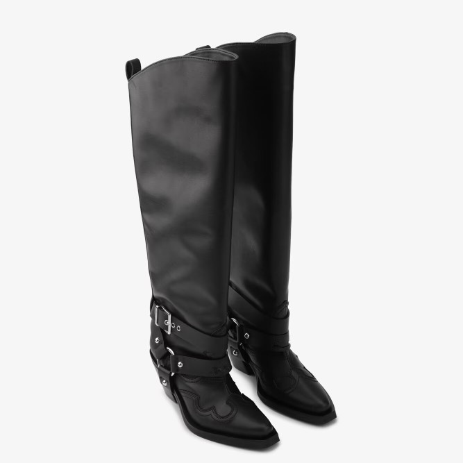 Women's Black Leather Knee Hig - Leather Classic Strap ulasan dan harga