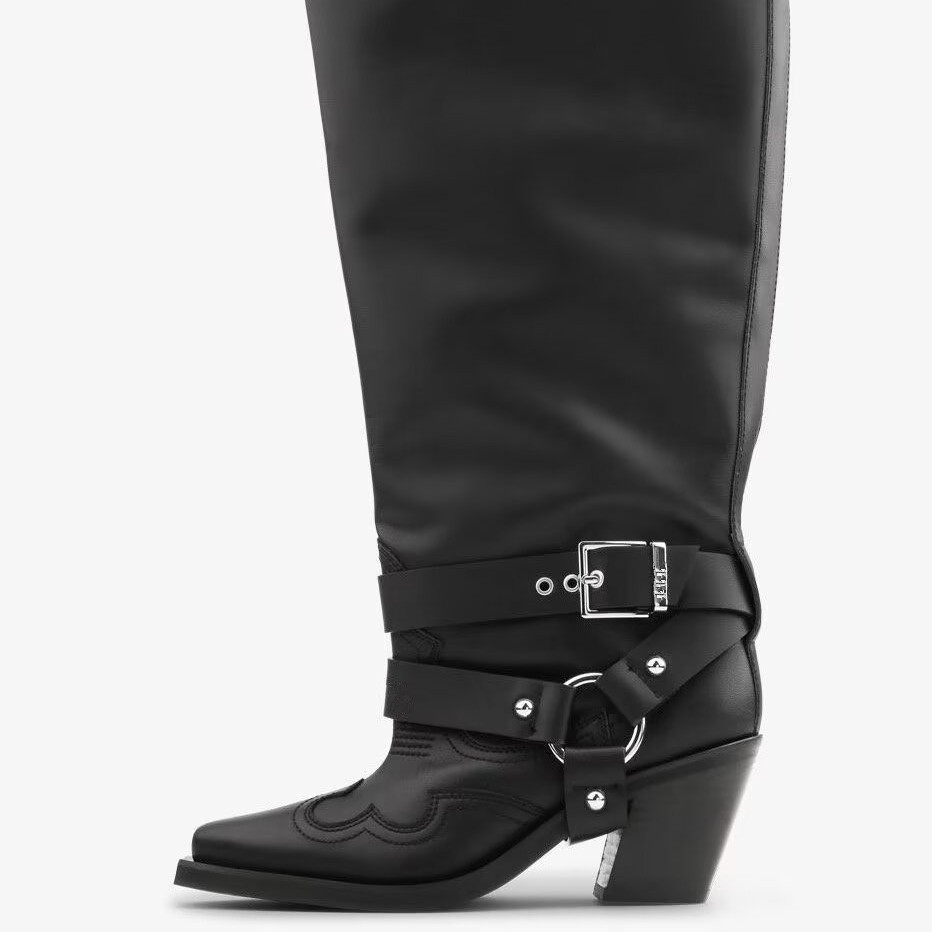 Women's Black Leather Knee Hig - Leather Classic Strap ulasan dan harga